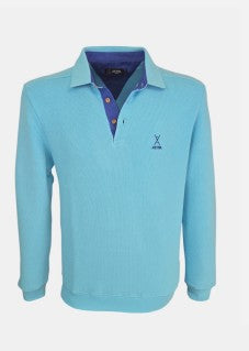 Astra - Pull polo bleu ciel homme