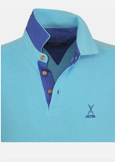 Astra - Pull polo bleu ciel homme